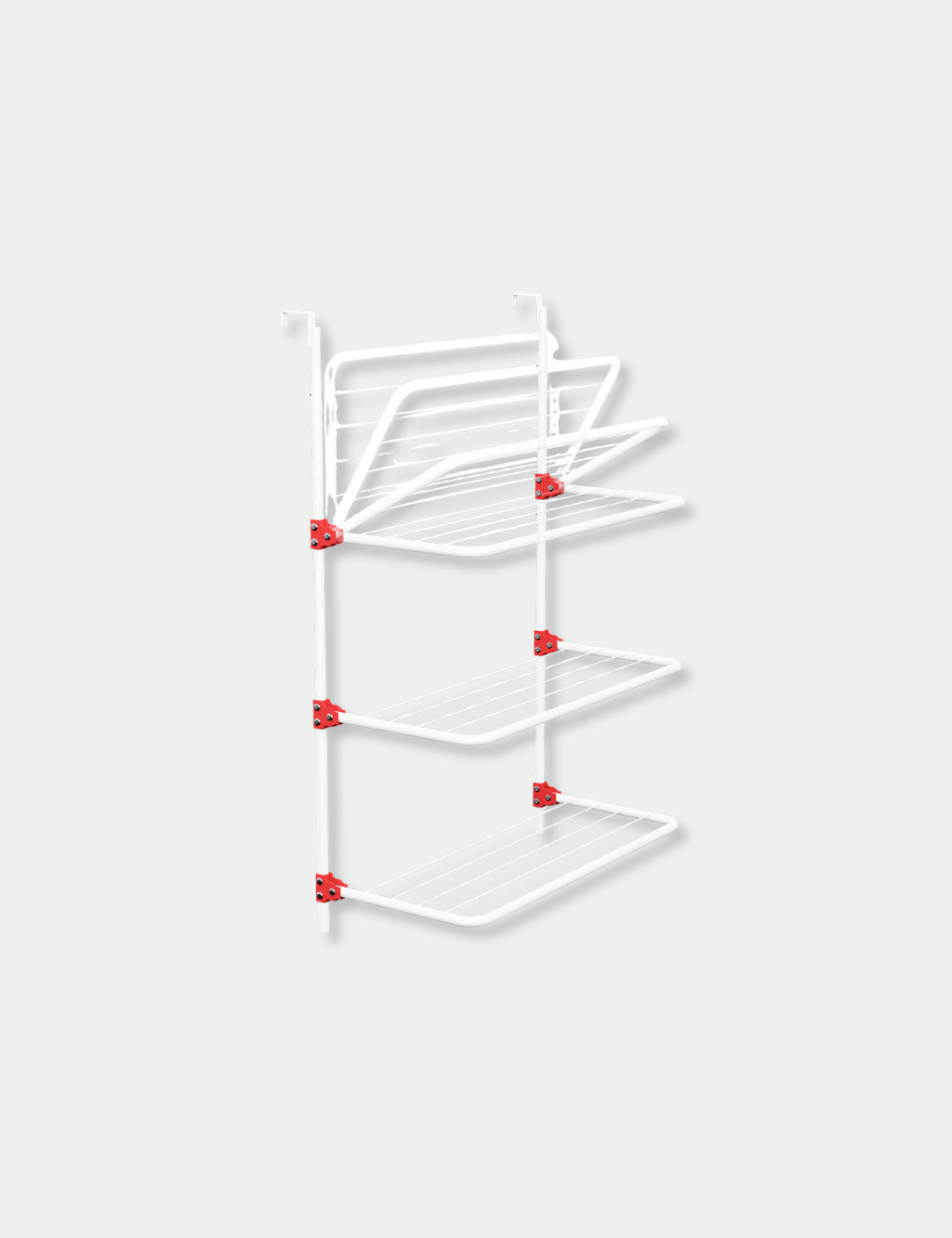 Knight 3-Tier Over The Door Clothes Airer | Foldable Clothes Rail with Corner Spaces for Hangers | Sturdy Hanging Washing Laundry Airer | Indoor Clothes Drying Rack for Small Spaces (White)