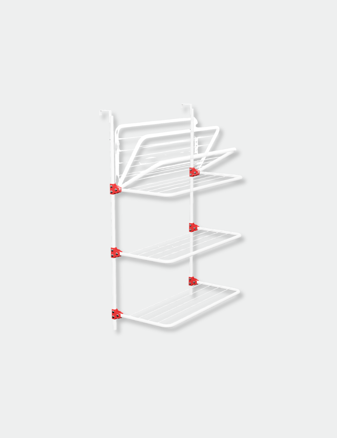 Knight 3-Tier Over The Door Clothes Airer | Foldable Clothes Rail with Corner Spaces for Hangers | Sturdy Hanging Washing Laundry Airer | Indoor Clothes Drying Rack for Small Spaces (White)