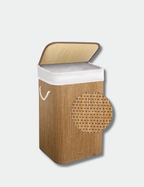 Knight Bamboo Laundry Basket, 72L Laundry Hamper with Removable Washable Lining, Easy Assemble Easy Folding Storage Bin 40x30x60 cm (Natural)