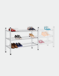 Knight 3 Tier Extendable Shoe Rack | Adjustable Shelving unit Shoe Storage Holds 18 Pairs of Shoes | Stackable Shoe Organiser | Chrome Finish | 112(L) x 23(W) x 52(H) (3 Tier)