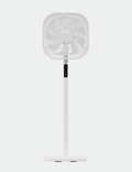 Knight 2in1 16" Square Stand Fan &amp; Desk Fan with Remote Control, Timer &amp; 3 speed Setting | 9 Blades Turbo Wind | Square Base | Oscillation | Easy Assemble - No Tools | White