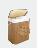 Knight Bamboo Laundry Hamper 105L - Dual Compartment Basket, Removable & Washable Liner, Foldable, Natural, for Bedroom & Bathroom, 52x32x63cm  ( Natural)