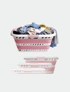 Knight Collapsible Laundry Basket 42L–Foldable Washing Basket with Handles, Large Space-Saving Basket for Clothes – Multipurpose Laundry Hamper & Collapsible Washing Baskets for Laundry (Pink)
