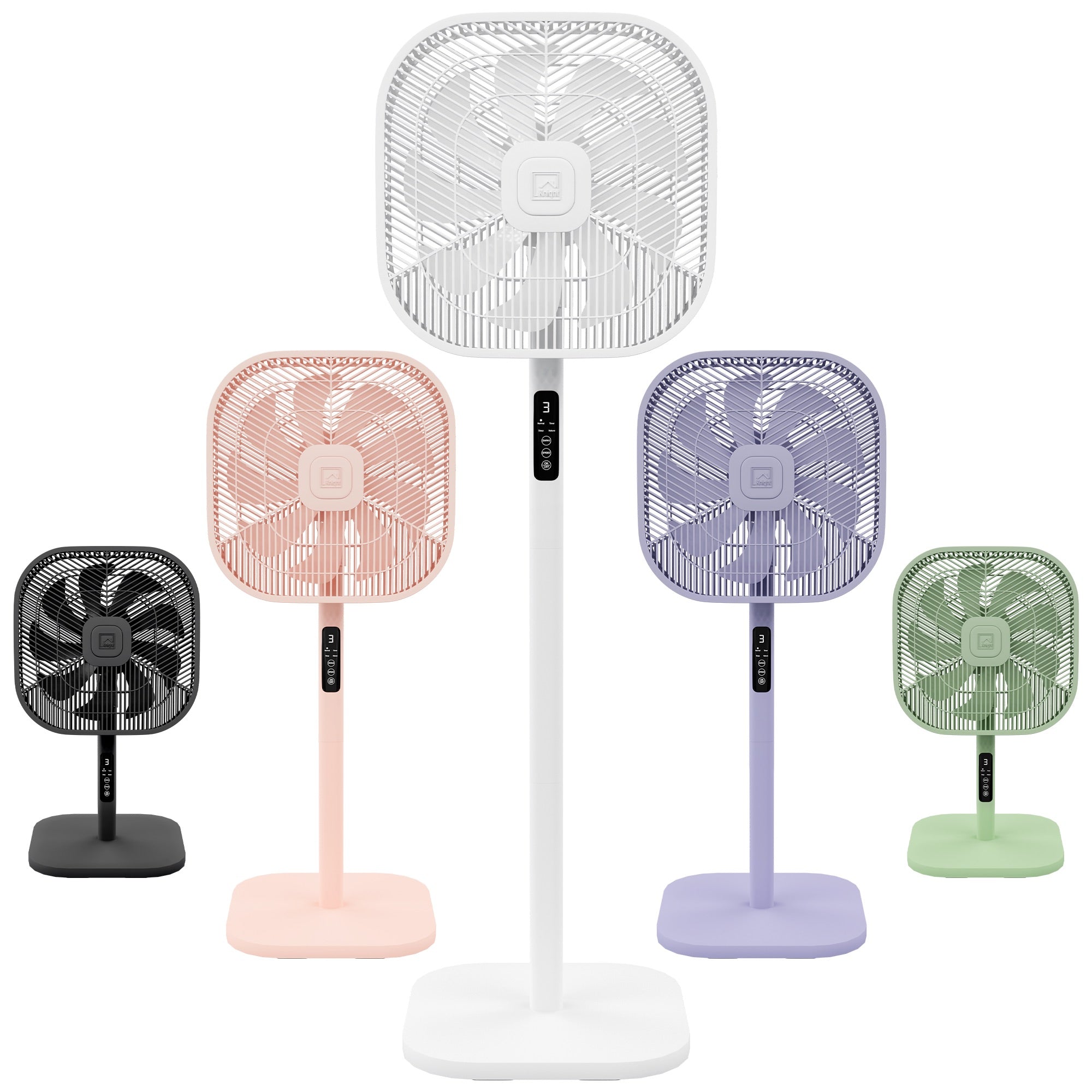 Knight 2in1 16" Square Stand Fan &amp; Desk Fan with Remote Control, Timer &amp; 3 speed Setting | 9 Blades Turbo Wind | Square Base | Oscillation | Easy Assemble - No Tools | White