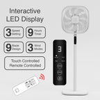 Knight 2in1 16" Square Stand Fan &amp; Desk Fan with Remote Control, Timer &amp; 3 speed Setting | 9 Blades Turbo Wind | Square Base | Oscillation | Easy Assemble - No Tools | White