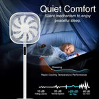 Knight 2in1 16" Square Stand Fan &amp; Desk Fan with Remote Control, Timer &amp; 3 speed Setting | 9 Blades Turbo Wind | Square Base | Oscillation | Easy Assemble - No Tools | White