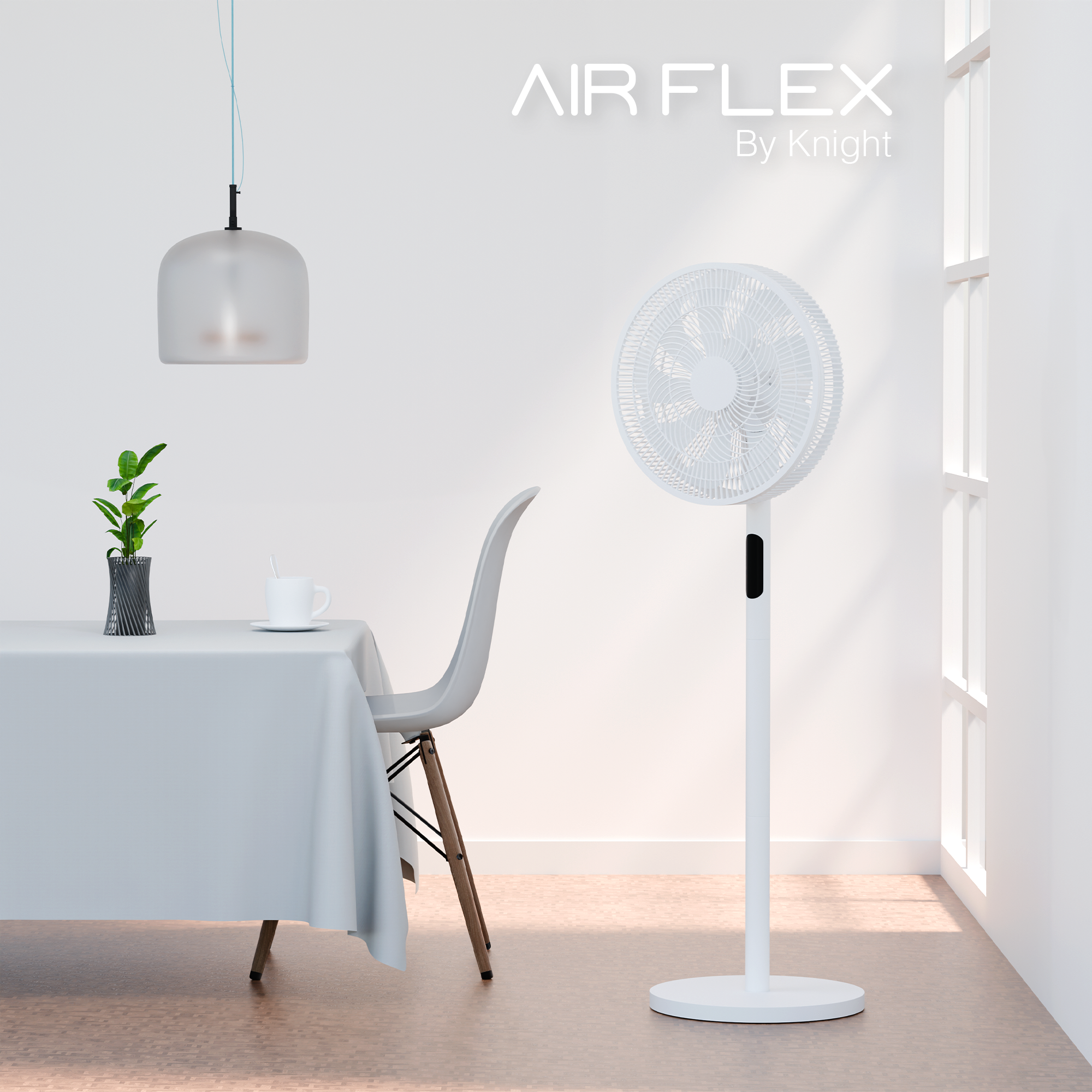 KNIGHT 2‑in‑1 16" Pedestal & Desk Fan with Remote Control – Off‑White