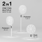 KNIGHT 2‑in‑1 16" Pedestal & Desk Fan with Remote Control – Off‑White