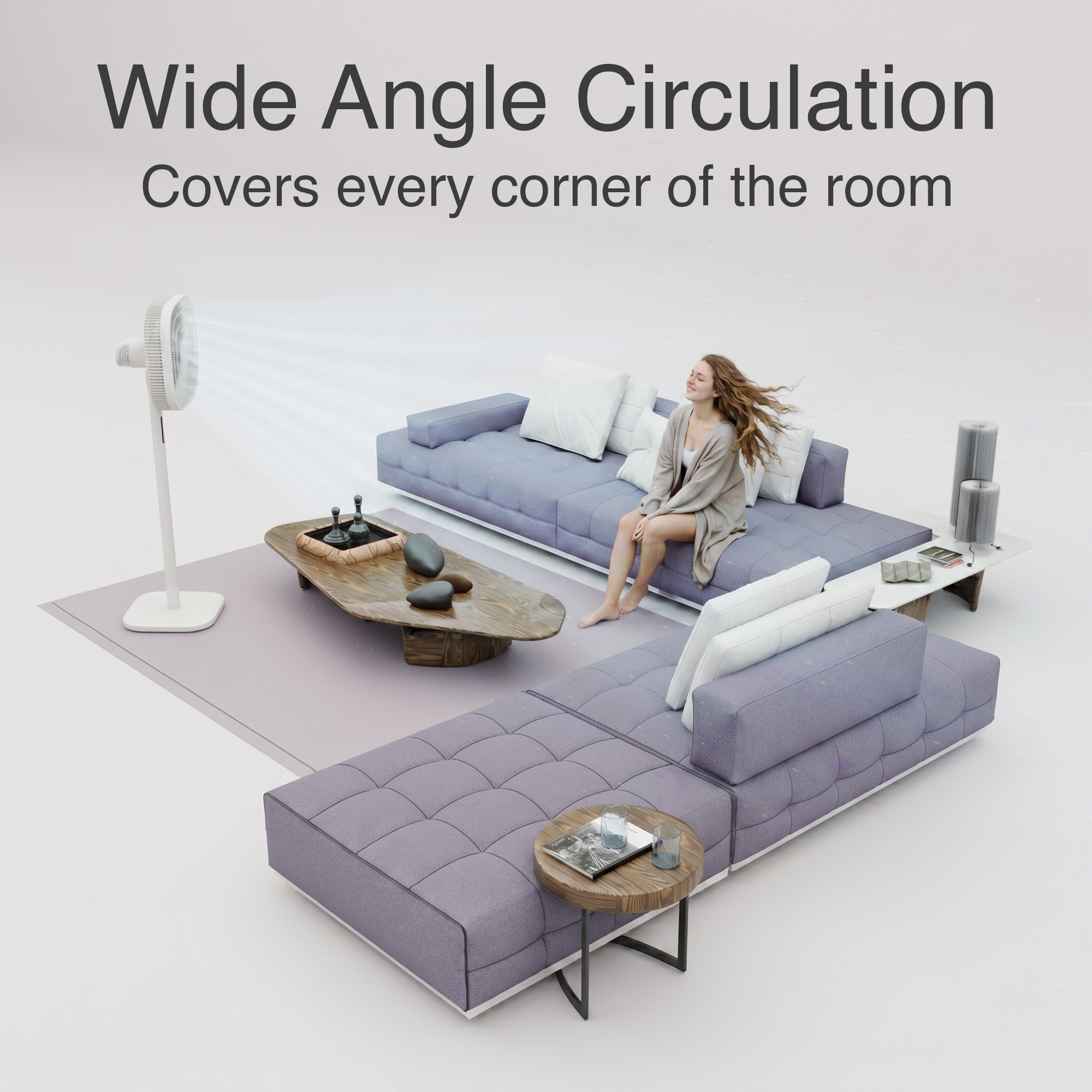 Knight 2in1 16" Square Stand Fan &amp; Desk Fan with Remote Control, Timer &amp; 3 speed Setting | 9 Blades Turbo Wind | Square Base | Oscillation | Easy Assemble - No Tools | White