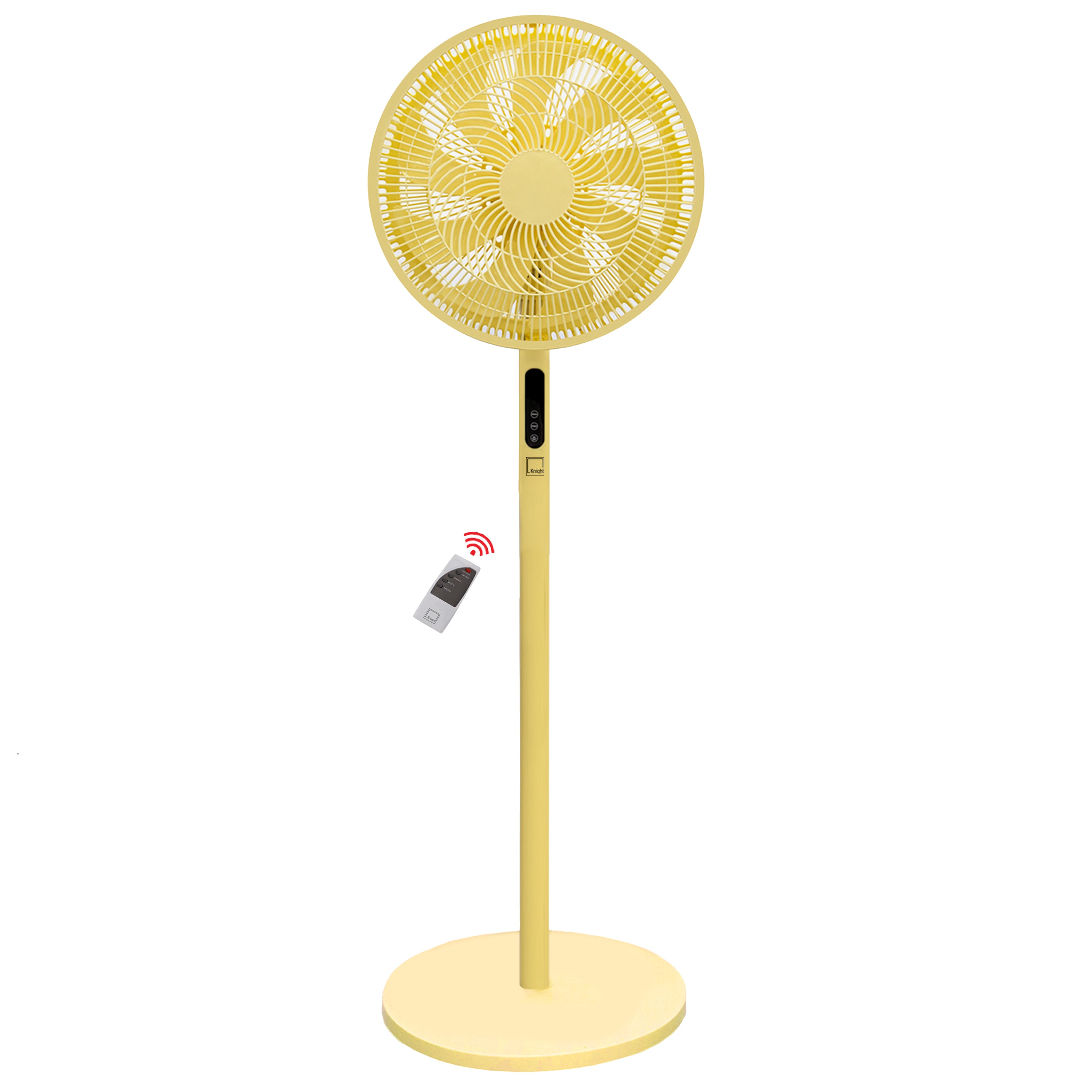 KNIGHT 2‑in‑1 16" Pedestal Stand Fan & Desk Fan with Remote Control – Lime Yellow