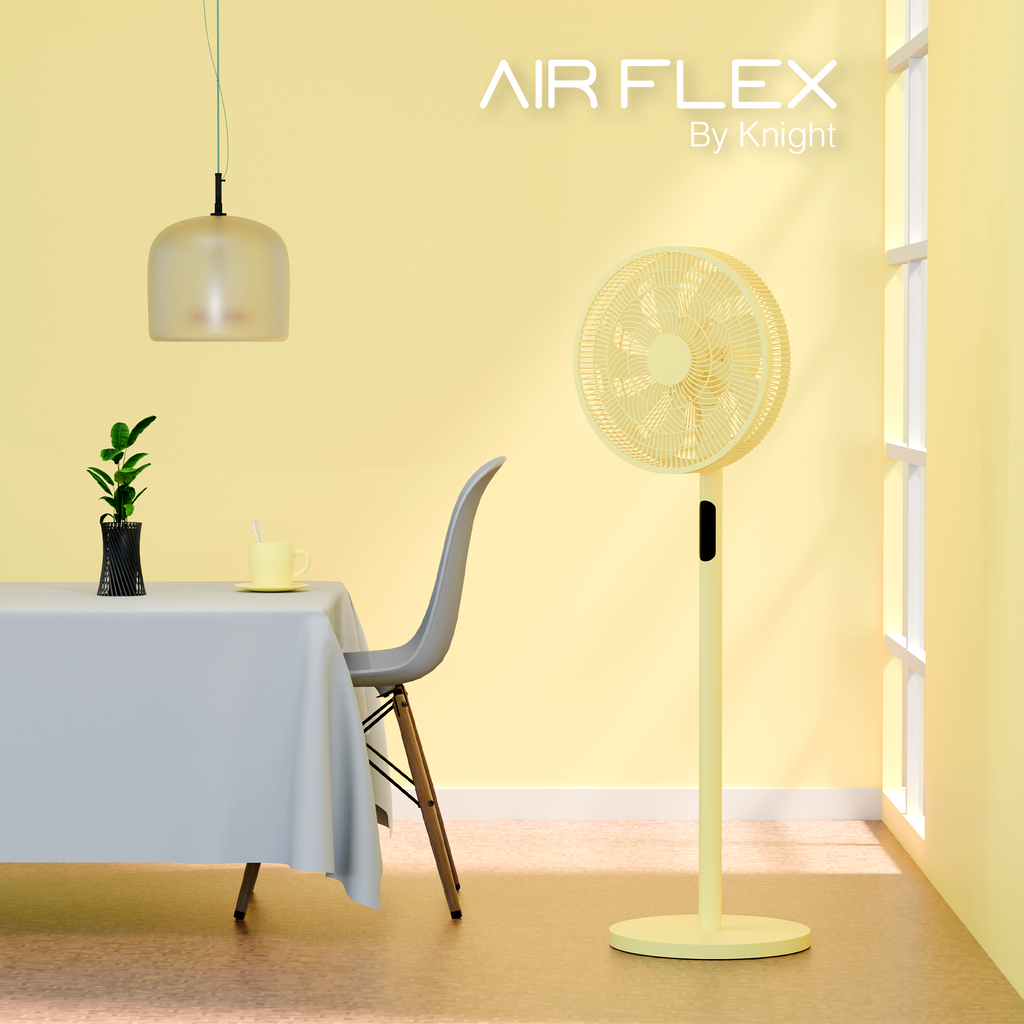 KNIGHT 2‑in‑1 16" Pedestal Stand Fan & Desk Fan with Remote Control – Lime Yellow