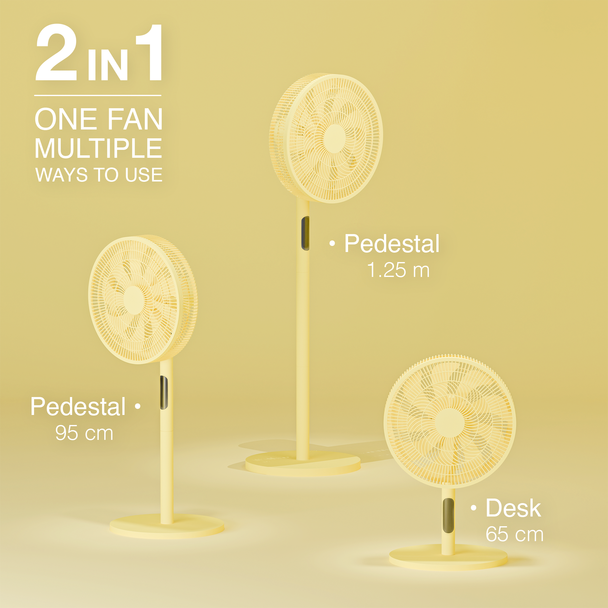 KNIGHT 2‑in‑1 16" Pedestal Stand Fan & Desk Fan with Remote Control – Lime Yellow
