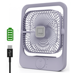 Portable Fan + Light – USB Rechargeable 2‑in‑1 Mini Cooling Fan (Purple) | KNIGHT
